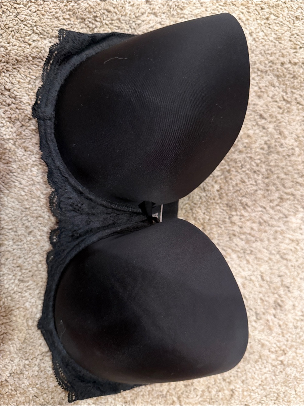 Victoria's Secret Black Strapless Lace-Trim Bra